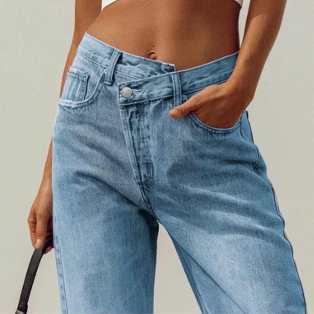 Princess Polly Holly Asymmetric Straight Leg Jeans